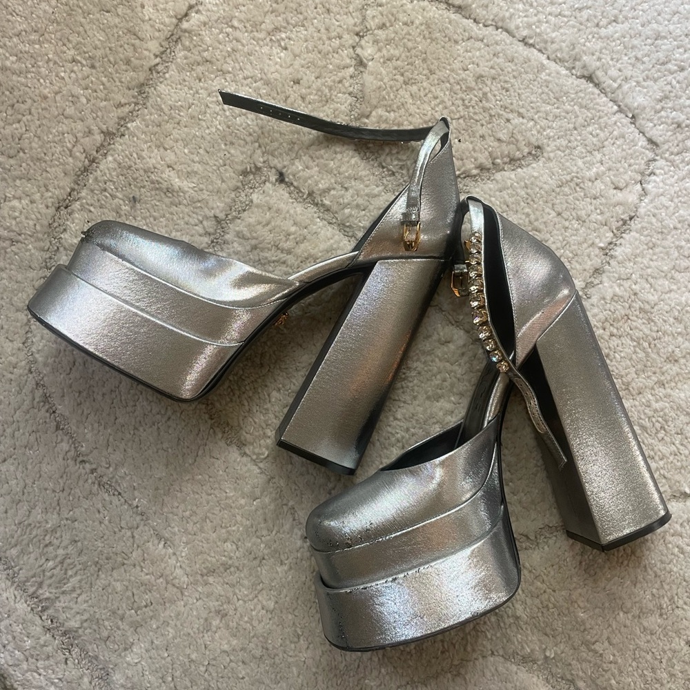 Versace Silver Platform Heels